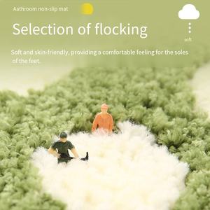 Tapis de bain floqué à motif de pieds, en polyester à poils longs, antidérapant en TPR, pour entrée de salle de bain, tapis de sol absorbant pour la maison et la douche - Product Image 4