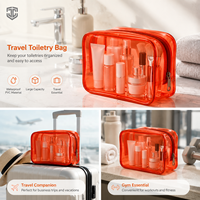Sac cosmétique transparent en PVC avec logo personnalisé, trousse de toilette imperméable, organiseur de maquillage transparent, étui de rangement de voyage, vente en gros OEM
