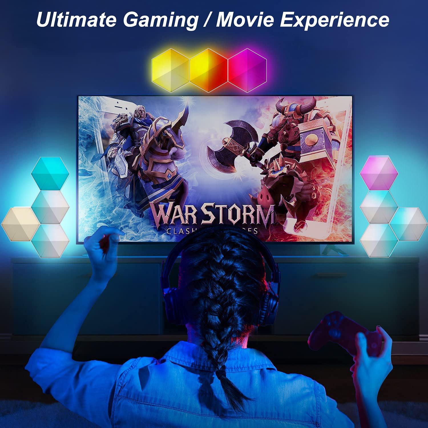 Tuya smart wifi wall light Gaming lamp Modular Hexagon Lights with remote control creative Honeycomb Light Led wall lamp