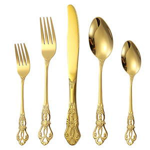 Juego de Cubiertos de Acero Inoxidable Royal Court, 20, 24, 30 Piezas, Estilo Occidental con Grabado Vintage, Cuchillo, Tenedor y Cuchara para Carne - Product Image 2