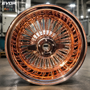 גלגלי EVOR ROSE זהב 13x7 5x114.3 חישוקי חישורים צמיגים עם דופן לבנה - Product Image 2