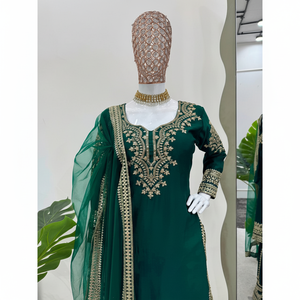 Hermosa parte superior-inferior india y pakistaní y Dupatta para ropa de fiesta - Product Image 1