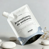 Pochette souple blanche personnalisée avec bec verseur, résistante à l'humidité, 500 ml, pour emballage de recharge de liquides (détergent lessive, shampoing)