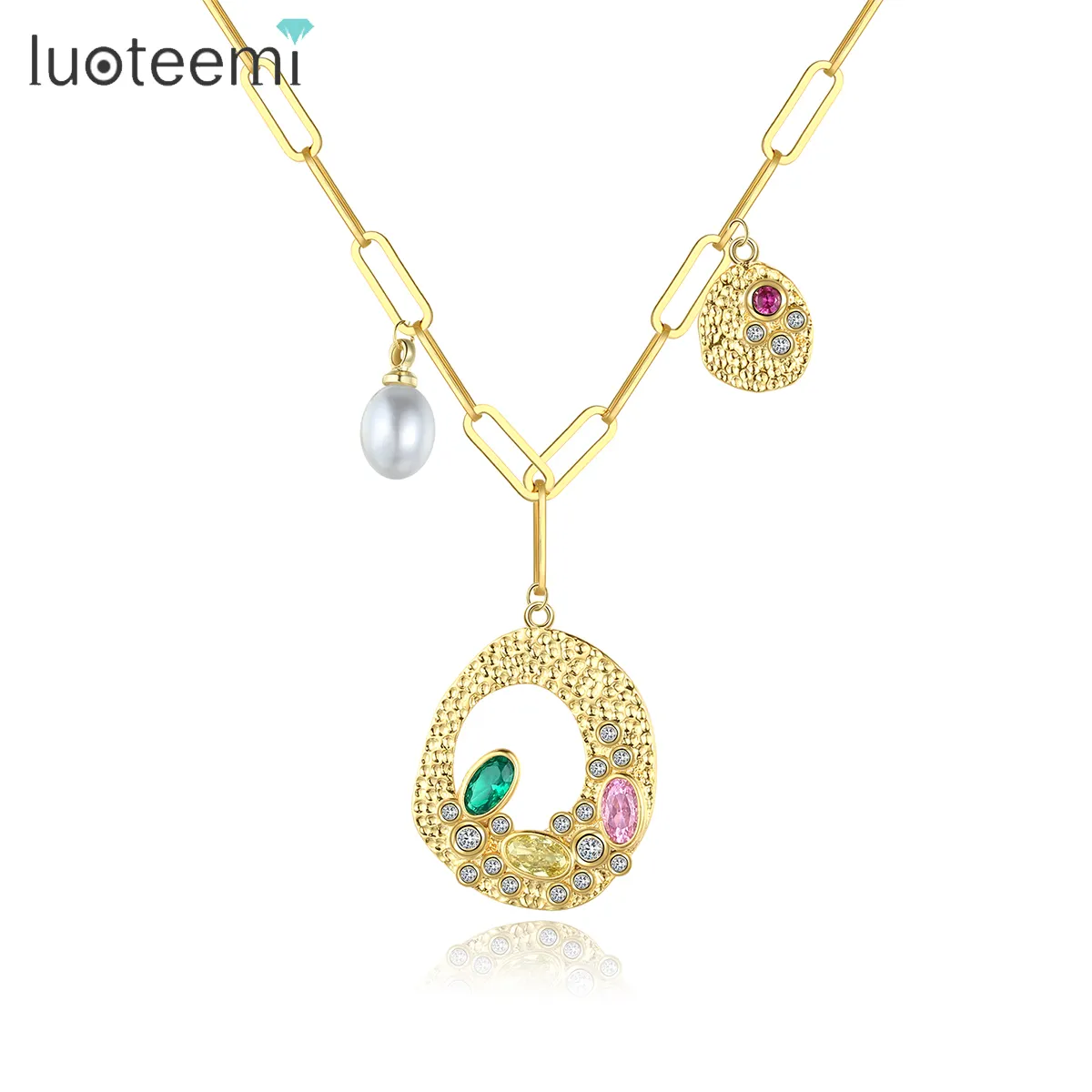 LUOTEEMI Moda di Lusso Cubic Zirconia Collana Variopinta Delle Donne Accessori Gioielli Collane