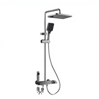 Ensemble de douche mural complet de luxe en aluminium spatial avec clavier de piano, affichage numérique, bande lumineuse LED et douche pluie thermostatique