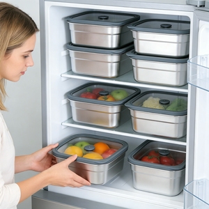 Boîte à lunch portable <span class=keywords><strong>en</strong></span> acier inoxydable authentique avec couvercle <span class=keywords><strong>en</strong></span> <span class=keywords><strong>verre</strong></span>, grande capacité, pour le camping et le stockage des aliments - Product Image 1