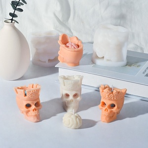 Moule en silicone 3D de la série de l'armée du crâne de la terreur d'halloween, moule de <span class=keywords><strong>bougie</strong></span>, de crâne, de roi, de cire d'aromathérapie, fournitures de fabrication de bougies, E-1024 - Product Image 4