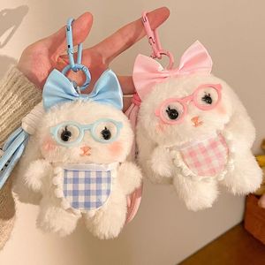 Porte-clés lapin en peluche, fausse fourrure, forme 3D, pendentif mousqueton doux, jouet décoratif pour sac ou sac à dos - Product Image 3