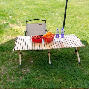 Wholesale Outdoor High Quality Solid Wood Egg Roll <b>Table</b> Wood <b>Table</b> Portable Camping <b>Folding</b> <b>Table</b> Set - Product Image 2