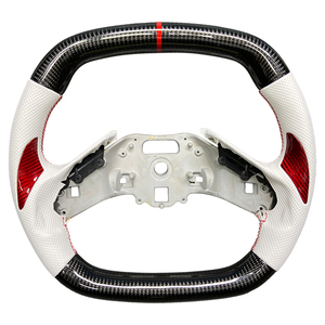 Volant de voiture en cuir perforé avec rayures rouges personnalisées en fibre de carbone pour Chevrolet <span class=keywords><strong>Corvette</strong></span> C8 Z06 ZR1, accessoires de voiture - Product Image 1