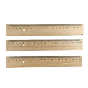 Régua de madeira de bambu untrual de 20cm, régua de madeira e bambu para medição de escritório, escola e escritório