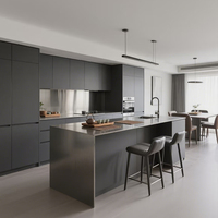 Armoires de cuisine en acier inoxydable noir de luxe plan de travail multifonctionnel pour salon de villa fabriqué en Chine
