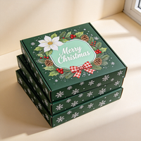 Boîte de Noël personnalisée avec couronne florale imprimée numériquement, production en 72h, boîte d'expédition en carton imperméable