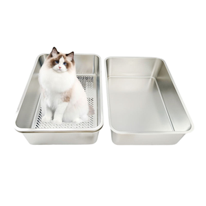 Metall Hochseitige Katzen pfanne Antihaft Kein Geruch Leicht zu reinigende Katzen toilette aus Edelstahl - Product Image 1