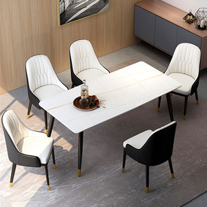 Ensemble de table à manger en marbre pour combinaison de 6 chaises table de riz minimaliste moderne ménage petit appartement table télescopique - Product Image 3