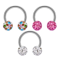 Anneaux de nez et de septum en titane G23 16G, boucles d'oreilles scintillantes en forme de boule disco avec zircon cubique, bijoux de piercing en cristal