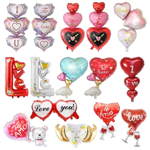 ダイヤモンドストリングハート結合ラブフォイルバルーンILove You Te Amo globos de amor for wedding Valentine's Day Party Decoration