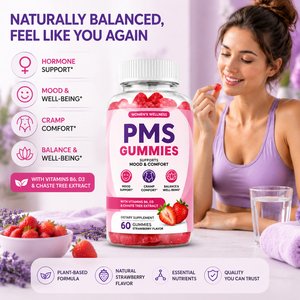 Gummies PMS OEM/ODM : Complément de Soulagement des Douleurs Menstruelles, Équilibre Hormonal Féminin, Bonbons Gommeux Faible en Gras, Soutien Immunitaire, Certifié GMP - Product Image 3