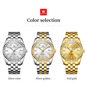 OLEVS 9802 Oem özel logo lüks altın paslanmaz çelik iş adam için su geçirmez moda otomatik mekanik izle - Product Image 5