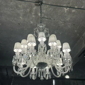 Lampadario <span class=keywords><strong>a</strong></span> <span class=keywords><strong>sospensione</strong></span> moderno di lusso personalizzato in cristallo, tessuto e vetro per hall di hotel, ville, matrimoni, soggiorni e scale con LED - Product Image 1