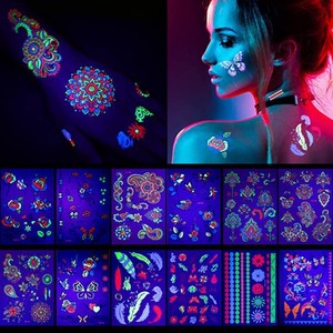 Tatuaje de luz UV Henna luminoso personalizado temporal que brilla en la oscuridad resistente al agua para mujeres y hombres joyería tatuaje/pegatina de tatuaje - Product Image 3