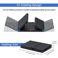 Teclado plegable inalámbrico de tres pliegues, teclado recargable plegable para computadora, teclado IOS plegable con trackpad
