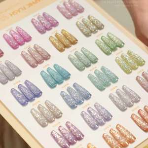 LADAI – Kit de vernis à ongles gel pailleté 24 couleurs, gel <span class=keywords><strong>holographique</strong></span> scintillant, vernis gel UV/LED à retirer par trempage pour salon de manucure et DIY à domicile - Product Image 3