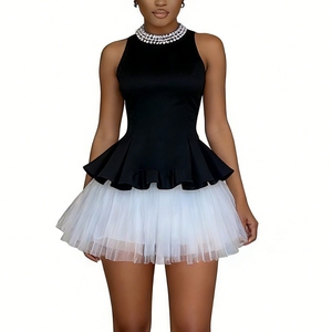 Completo da donna 2 pezzi con top halter peplum e minigonna in <span class=keywords><strong>tulle</strong></span> a rete - Collezione Sehe Fashion - Product Image 6