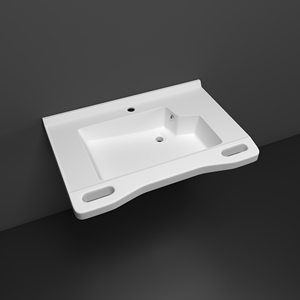 Lavabo Moderno de Piedra Artificial de Grado Médico, Montado en la Pared, con Barras de Seguridad para Baños y Hospitales - Product Image 1
