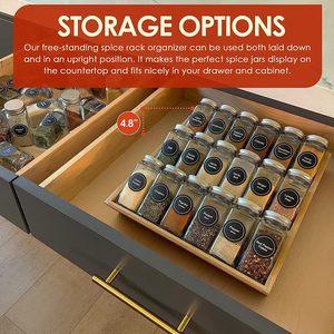 ชั้นวางเครื่องปรุงแบบพับได้ 3 ชั้น ทำจากไม้ไผ่ สำหรับจัดระเบียบขวดเครื่องเทศในครัว - Product Image 4