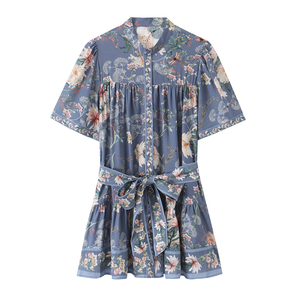 <span class=keywords><strong>Vestido</strong></span> <span class=keywords><strong>Midi</strong></span> Estampado Personalizado 2026 para Mujer con Botones Delanteros y Cintura Ajustable, <span class=keywords><strong>Vestido</strong></span> <span class=keywords><strong>Camisero</strong></span> Versátil con Cinturón de Lazo, OEM/ODM por Fábrica China - Product Image 1