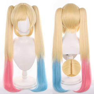 Parrucca Sintetica Lunga 75cm Liscia Bionda Rosa Blu Ombre per Cosplay BanG Dream Nakamachi <span class=keywords><strong>Arale</strong></span>, con Coda di Cavallo, per Halloween - Vendita all'Ingrosso - Product Image 1
