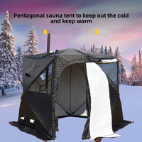 Tente de sauna pentagonale russe pour l'hiver, en TPU, avec grande fenêtre, imperméable, compatible avec un chauffage, prête à l'emploi, en tissu Oxford et fibre de verre