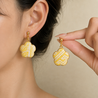 Anting-anting bunga rajutan tangan etnik vintage wanita, harga spesial, untuk hadiah pesta pernikahan elegan