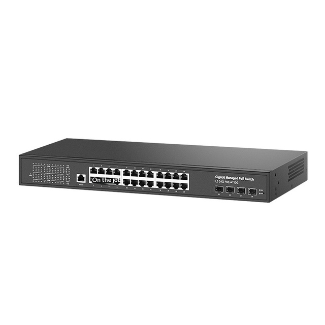 POE Enterprise Gigabit 10Gigabit Switch 24 GE Ports 4 Optical SFP Ports 512Gbps VLAN Support Intelligent Layer 2 Web Management