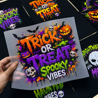 Transferts thermiques DTF personnalisés de haute qualité pour Halloween, motifs chat, imprimés sur PET, pour t-shirts, lavables et durables