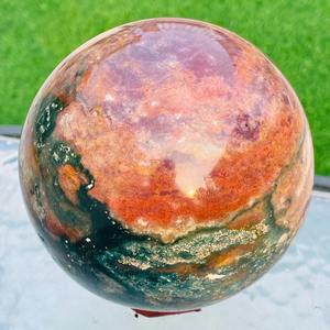 CrystalHola Sphère artisanale en jaspe océanique véritable de 8-8,5 cm – Figurine de cristal de guérison pour la décoration intérieure et les cadeaux d'affaires - Product Image 3