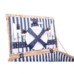 Set da Picnic in <span class=keywords><strong>Vimini</strong></span> Moderno Personalizzato all'Ingrosso, Piccolo o Grande, con Piatti e Manico per 2 o 4 Persone - Product Image 4