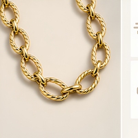 Collier chaîne Figaro ovale personnalisé, maillons métalliques, choker, ton argent, bijoux de mode