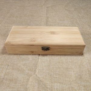Caja de Bambú Rectangular de 25 cm de Largo, Embalaje General con Cierre Metálico, Contenedor de Almacenamiento - Product Image 1