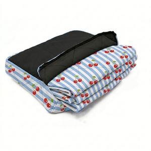 Cherry Print Picnic Sand Waterproof <b>Foldable</b> Quilted Outdoor Mat With Carry <b>Bag</b> Family <b>Beach</b> Park Blanket - Product Image 5