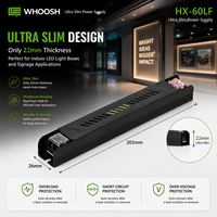 HX-60LF-12 60W 220V 12V 5A Alimentation LED AC/DC ultra-mince en aluminium pour éclairage public, transformateur de driver d'éclairage