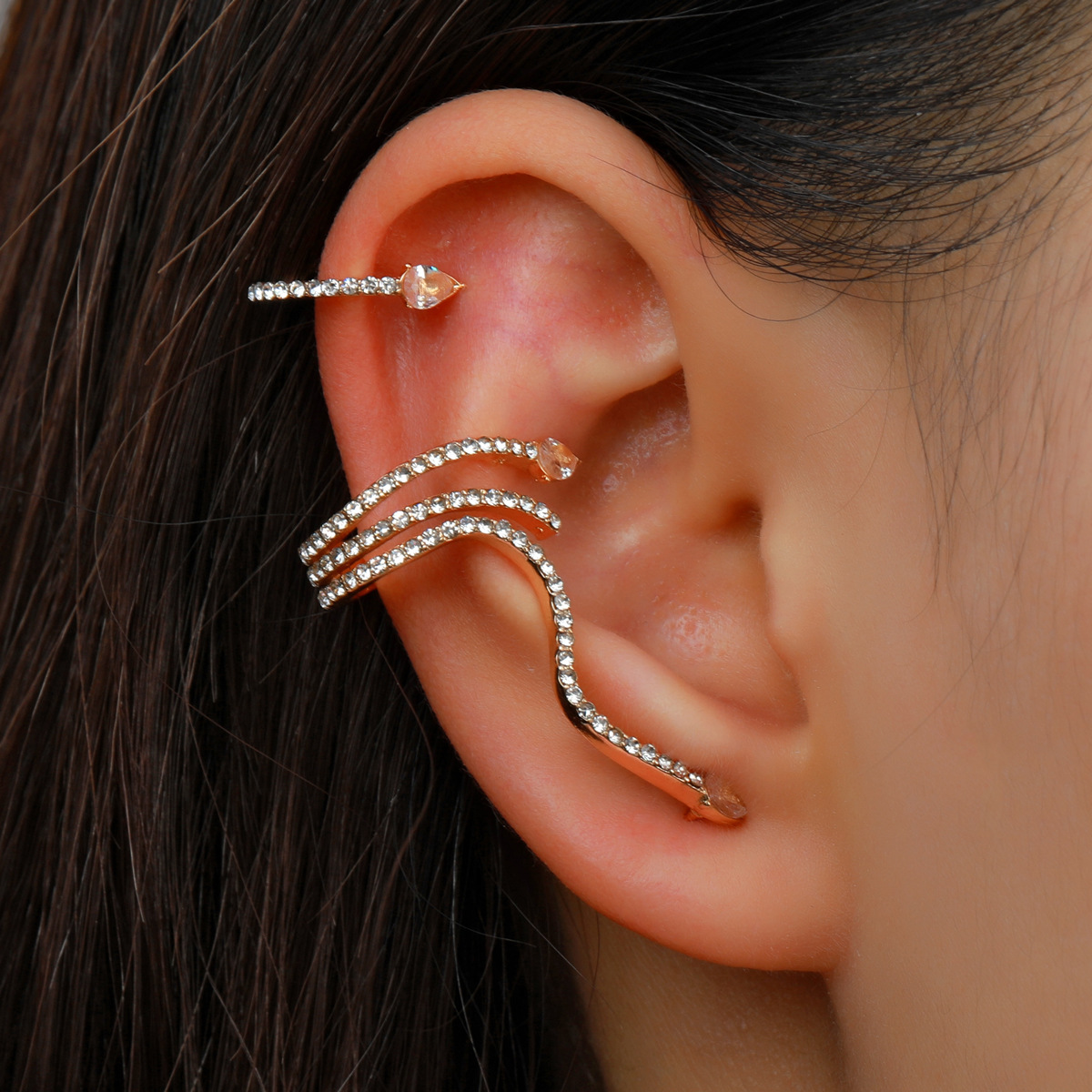 Ear Cuff Gold Snake Cartilage Earring Cuff Earrings Empty Town Snake Clip Earring Gold Snake Ear Cuff Cartilage  Non Pierced Clip On Earring For Women Men Animal Fake Huggie Hoop Climber 
