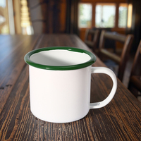 Vente en gros de 350ml tasses en céramique tasses élégantes en émail avec poignée en acier inoxydable cadeaux promotionnels stock de tasses à café élégantes