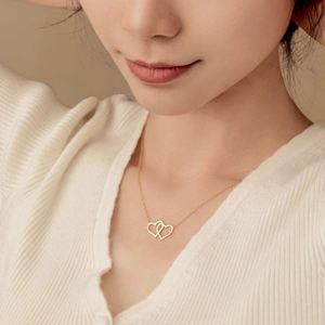 Collar con Colgante de Corazones Entrelazados de Plata de Ley 925, Diseño Simple de Dylam, Regalos para Mamá, Día de la Madre, Joyería - Product Image 3