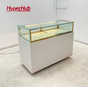 <span class=keywords><strong>Vitrine</strong></span> <span class=keywords><strong>réfrigérée</strong></span> simple niveau pour gâteaux avec tiroir de rangement, vitre anti-buée et thermostat électronique pour pâtisseries et café - Product Image 6