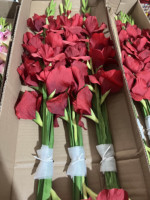 Bunga Gladiolus merah buatan, perlengkapan penataan bunga dekorasi lanskap pemandangan meja pernikahan