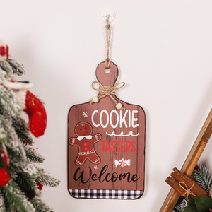 Creative Christmas <b>Gingerbread</b> <b>Man</b> Wooden Plaque Ornament Christmas <b>Decoration</b> Wooden Biscuit <b>Man</b> Shop Welcome Pendant - Product Image 5