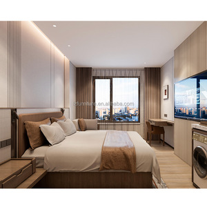 Ensembles de meubles de chambre d'hôtel 3 étoiles abordables – Cadre de lit et matelas rembourrés en bois pour projets hôteliers en chaîne - Product Image 3