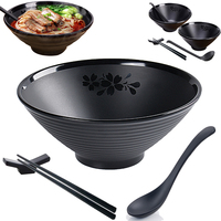 Vaisselle de restaurant japonaise servant des nouilles grand bol de ramen en mélamine noire de 8.5 pouces